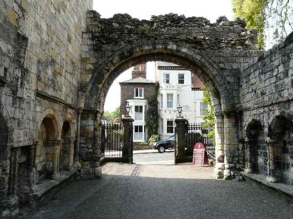 Looking out of the Museum Gardens towards Marygate.
