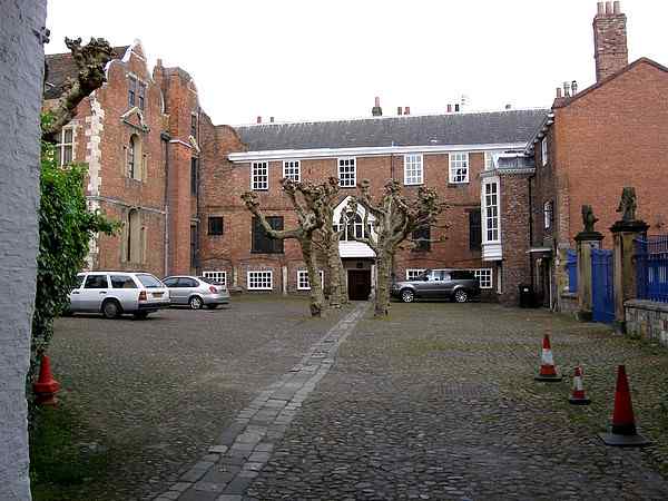Looking into the courtyard.