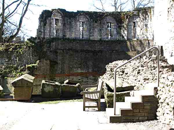 Looking along the Roman wall.