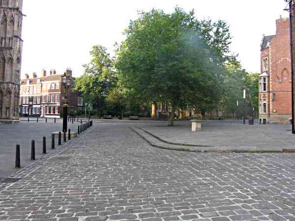 Looking past the West End of the Minster towards Duncombe Place and High Petergate..