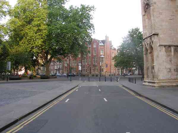Looking past the Minster towards Duncombe Place and Bootham Bar..