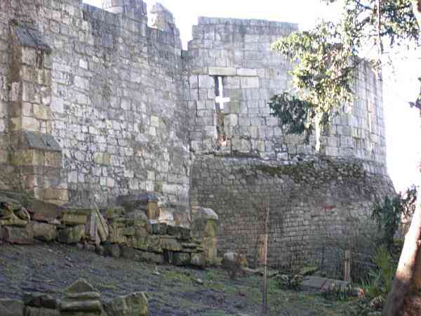 Looking along the lane and the medieval city wall towards the Museum Gardens.