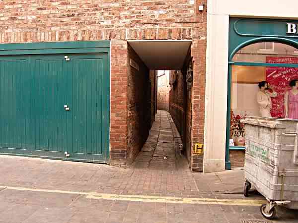 Snicket leading from Back Swinegate to St Sampson's Square.