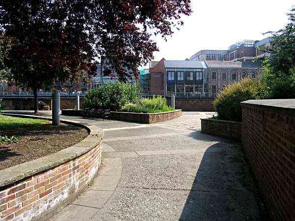 Heading into riverside park.