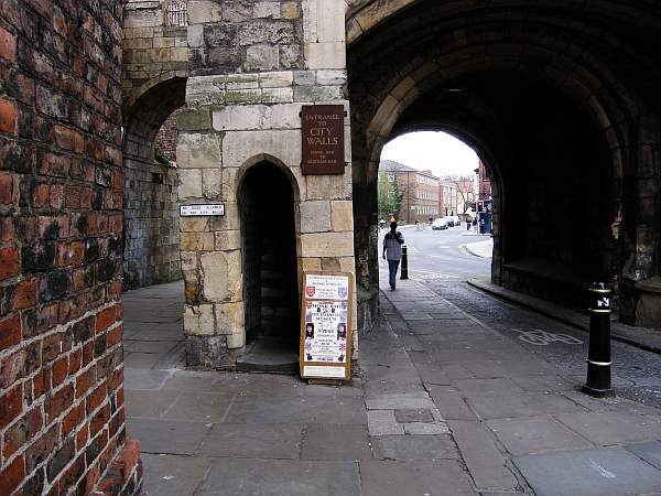 Looking at the entrance to the Bar Walls heading anticlockwise towards Bootham Bar.