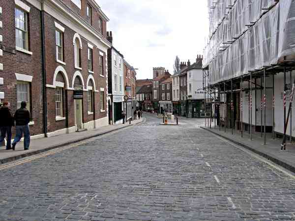 Looking along the length of Walmgate towards Walmgate Bar.