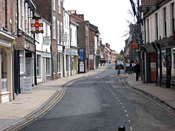 Looking along the length of Walmgate towards Walmgate Bar.